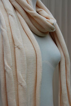 Cream Cable Scarf with Sleeves