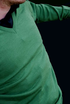 Green Mens Merino V Neck