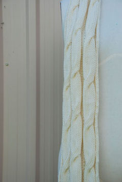 Cream Merino Cable Scarf