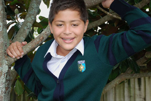 School Cardigan with striped sleeves
