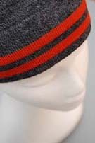 Grey merino beanie with orange bands