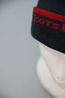 Beanie with School name and a single stripe