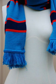 Scarf with horizontal bands and stripes