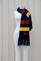 Scarf with coloured bands and fringe detailing